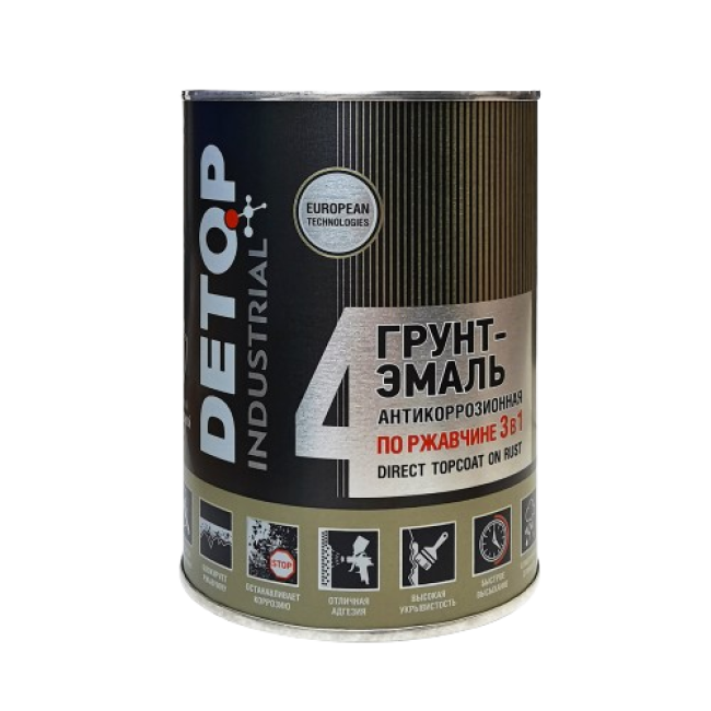 Detop RAL-9004 DETOP №4 - Primer-enamel on rust 3 in 1 - Black, 0.75l DTI-P07756 – buy in Saratov | carpaint.kz