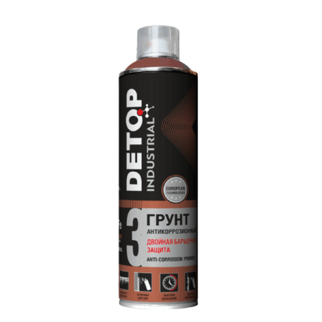 Detop Anti-corrosion primer double barrier protection DETOP No. 3, red-brown, aerosol 650 ml DTI-A07678 – buy in Saratov | carpaint.kz