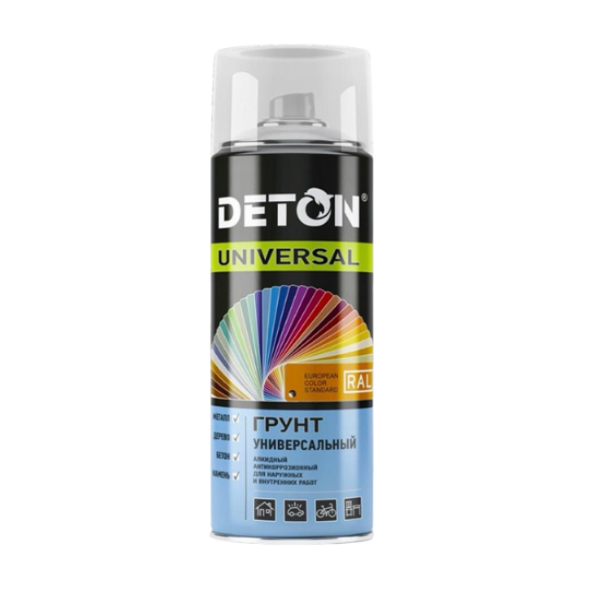 Deton 醇酸底漆 DETON UNIVERSAL - 黑色，防风雨，气雾剂，520 毫升 DTN-A70822 图片 – 萨拉托夫 | carpaint.kz