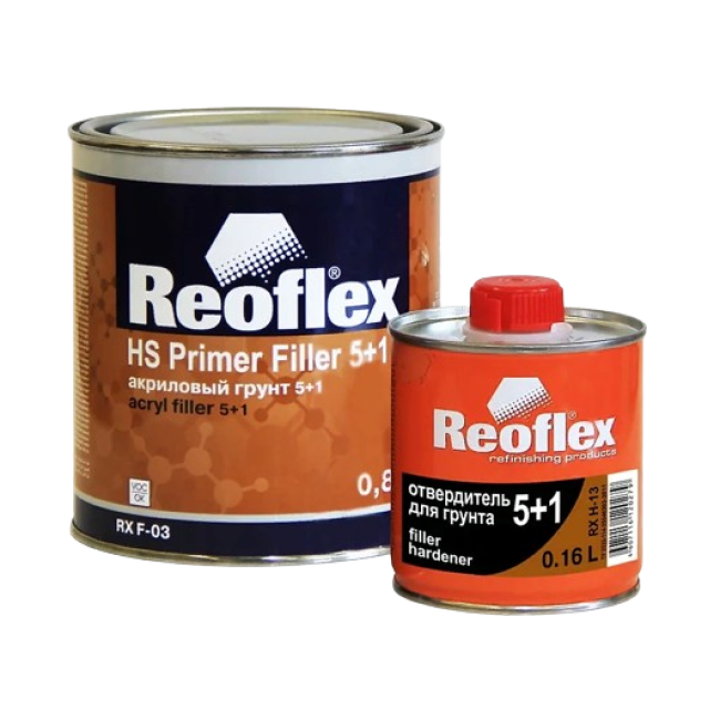 Reoflex 2К Грунт  Акриловый 5+1 Серый + Отвердитель, 2,5л + 0,5л RX F-03(G)-2500 + RX H-13-500 – купить в Саратове | Reoflex | carpaint.kz