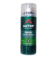 AUTOP №4 - Эмаль структурная для пластика - Черная мелкая - Аэрозоль, 520 мл