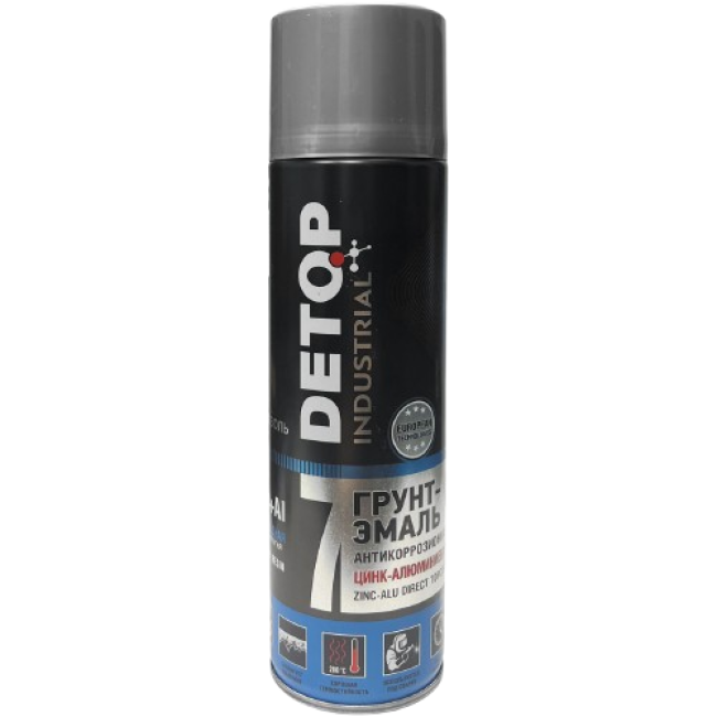 Detop Anti-corrosion primer enamel DETOP No. 7 zinc aluminum, aerosol 650 ml DTI-A07680 – buy in Saratov | carpaint.kz