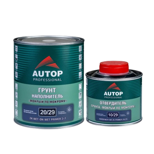 AUTOP 20/29 - 2K Праймер-толтырғыш дымқылға дымқыл 3+1 - сұр, қатайтқышы бар жинақ ATP-PR20/29-1/P3 + ATP-HR10/29-033 – Саратовта сатып алу | Autop | carpaint.kz